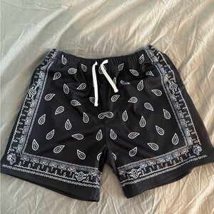 Darc Sport Black and White Paisley Mesh Shorts